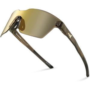 imageKastKing Tarkio Polarized Fishing Sunglasses Large Single PC Lenses Rimless Wrap Design UV400 Protection Sports SunglassesEgloss Tal Dark Olive Frame  Browngold Mirror
