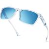 imageKastKing FlatRock Polarized Sport Sunglasses for Men and Women Ideal for Driving Fishing Cycling Running UV ProtectionFramegloss Tal Light Blue Lens Smoke  Ice Blue Mirror