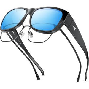 imageKastKing Chariton FitOver Polarized Wrap Around Over Sunglasses for Men and Women Ideal for Driving Fishing Cycling RunningBblack Frame  Smokeice Mirror