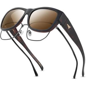 imageKastKing Chariton FitOver Polarized Wrap Around Over Sunglasses for Men and Women Ideal for Driving Fishing Cycling RunningCmatt Dark Frame  Brown Mirror