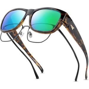 imageKastKing Chariton FitOver Polarized Wrap Around Over Sunglasses for Men and Women Ideal for Driving Fishing Cycling RunningDglossdemi  Greenchartruesse Mirror