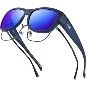 imageKastKing Chariton FitOver Polarized Wrap Around Over Sunglasses for Men and Women Ideal for Driving Fishing Cycling RunningEdark Blue Frame  Smokecobalt Mirror