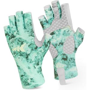 imageKastKing La Sal Fishing Gloves UPF50 Sun Gloves UV Protection Fingerless Gloves Men Women for Outdoor Kayaking Rowing Paddling Canoeing HuntingBoulder camo Sky