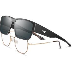 imageKastKing Molino FitOver Polarized SunglassesUV400 Protection Ultralight Wraparound Fishing Sports Sunglasses TAC LensesAgloss Black Frame  Smoke Mirror