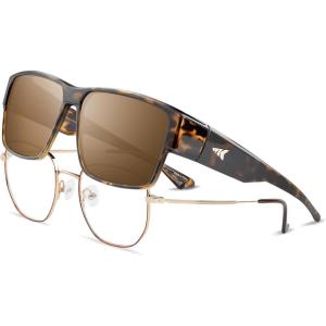 imageKastKing Molino FitOver Polarized SunglassesUV400 Protection Ultralight Wraparound Fishing Sports Sunglasses TAC LensesDglossdemi Frame  Brown Mirror