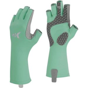 imageKastKing Sol Armis Pro Fishing Gloves UPF 50 Sun Protection 34 Fingerless Gloves QuickDry Extended Cuff UV Protection Gloves for Outdoor Kayaking Rowing Paddling Canoeing HuntingLight Green