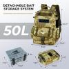 imageKastKing BaitSpace 50L Fishing Tackle Backpack with Removable Bait Binder2 Rod Holders Storage Fishing Gear and EquipmentC Khaki Camowith 4 3600 Tackle Boxes