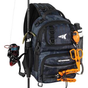 imageKastKing BaitSpace Fishing Sling Bag Fishing Backpack with Rod ampamp Beverage Holder Tackle Bag for Fishing GearC Blue Camo  Standard