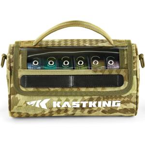 imageKastKing BaitSpace Line Management Bag Fishing Line Storage Bag with Water Resistant Nylon Clear View Window Removable Divider Tanglefree Leader Line HolderKhakiLarge