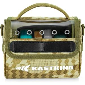 imageKastKing BaitSpace Line Management Bag Fishing Line Storage Bag with Water Resistant Nylon Clear View Window Removable Divider Tanglefree Leader Line HolderKhakiMedium