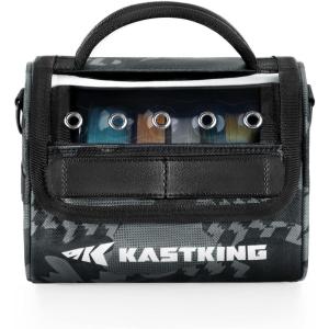 imageKastKing BaitSpace Line Management Bag Fishing Line Storage Bag with Water Resistant Nylon Clear View Window Removable Divider Tanglefree Leader Line HolderBlackMedium