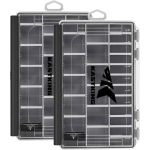imageKastKing HyperSeal Waterproof Tackle Box 3600 and 3700 Tackle Trays Fishing Tackle Box Organizer with Removable Dividers Lure Box and Terminal Tackle StorageBlack36002 pack