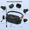 imageKastKing BaitSpace Waist Bag  Waterproof Tackle Storage Bag With Adjustable Belt Fishing Fanny Pack for Men Soft Bait Organizer 3600 Utility Box Rod Holder NylonBlack Camo