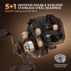 imageKastKing Lethal Blaze Twintip Fishing Rod and Reel Combo Spinning ampamp Baitcaster Combo Flame Pattern Design IM6 Graphite 2Pc Rod with Backup Tip Section StainlessSteel Guides EVA HandleCast64 Mright Handed 2pcs Extra Tip