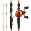 imageKastKing Lethal Blaze Twintip Fishing Rod and Reel Combo Spinning ampamp Baitcaster Combo Flame Pattern Design IM6 Graphite 2Pc Rod with Backup Tip Section StainlessSteel Guides EVA HandleCast64 Mright Handed 2pcs Extra Tip