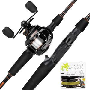 imageKastKing Brent Chapman Baitcasting Reel and Rod Combo Tailored Tackle Kits Prespooled Design IM6 Graphite 2Pc Blanks 5  1 Ball Bearings Aluminum Oxide Ringed Stainless Steel Guides EVA HandlesCast7 M H  Left Handed Bass Casting Kit