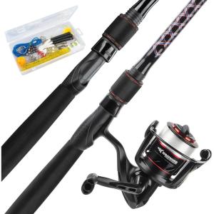 imageKastKing Brutus Spinning ampamp SpinCast Combo Fishing Rod and Reel Combo Custom Tackle Kit PreSpooled Line Brute Tuff Blank Stainless Steel Guide EVA Handles Custom Graphite Reel SeatSpin 60 L 2000 Reel Tackle Kit