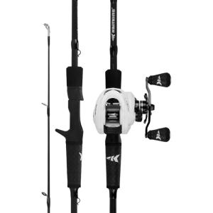 imageKastKing Crixus Fishing Rod and Reel Combo High Performance Spinning ampamp Baitcaster Combo IM6 Graphite 2Pc Blanks Zirconium Oxide Rings SuperPolymer Handle Lightweight Reel with Aluminum SpoolB Cast60 Medium Right Handed2pcs
