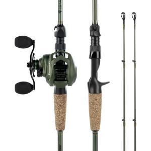 imageKastKing Spartacus II TwinTip Fishing Rod and Reel Combo Spinning ampamp Casting Combo Fishing Poles and Reels Combo KastFlex IM6 Graphite Blanks 2Piece Rods with Extra TipCast68 Mh Left Handed 2 Pcs Extra Tip