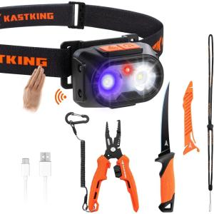 imageKastKing FieldLite Fishing Tool Set Camping Gear Set MultiFunction Outdoor Kit 5Mode LED Headlamp 75quot Fishing Pliers 7quot RazorSharp Knife 7quot Filet Knife 5in1 Tactical BraceletA Fishing Tool Kit