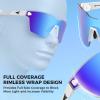 image:imageKastKing Tarkio Polarized Fishing Sunglasses Large Single PC Lenses Rimless Wrap Design UV400 Protection Sports SunglassesG Double Matt Silver Frame  Aqua Ice Mirror