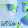 image:imageKastKing Tarkio Polarized Fishing Sunglasses Large Single PC Lenses Rimless Wrap Design UV400 Protection Sports SunglassesI Double Matt Solid Green Frame  Chartreuse