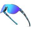 image:imageKastKing Nizini Polarized Sports Fishing Sunglasses With PuriVex Protective Lens Coating Rimless Wrap Design Men WomenB Gloss Navy Blue Demi Frame  Ice Blue Mirror