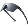 image:imageKastKing Tarkio Polarized Fishing Sunglasses Large Single PC Lenses Rimless Wrap Design UV400 Protection Sports SunglassesA Matte Black  Smoke Frame  Granite Mirror