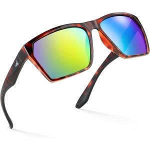image:imageKastKing Beartrap Polarized Sports Fishing Sunglasses With PuriVex Protective Lens Coating Wayfarer Design Men WomenK Gloss Demi Frame  Chartreuse Mirror