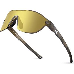 image:imageKastKing Nizini Polarized Sports Fishing Sunglasses With PuriVex Protective Lens Coating Rimless Wrap Design Men WomenD Gloss Tal Dark Olive Frame  Gold Mirror