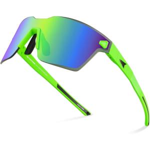 image:imageKastKing Tarkio Polarized Fishing Sunglasses Large Single PC Lenses Rimless Wrap Design UV400 Protection Sports SunglassesI Double Matt Solid Green Frame  Chartreuse