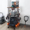 image:imageKastKing V10 Gear Trolley Indoor Fishing Rod Holder for 10 Combos 3Tier Fishing Accessory Shelves With Peg Wall Patented Builtin Line Spooler Mobile Tackle Storage Cart With Locking WheelsAStandard Model 10 Rods