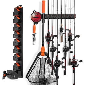image:imageKastKing GravityLock V8 Multifunction Fishing Rod Holder Wall Mounted Fishing Rod Rack Holds 8 Fishing Rods or Combos One Adjustable Clip Patented Builtin Line Spooler amp Cutter HeavyDuty GripAV8 Store 8 Combos With Line Spooler  1 Pack
