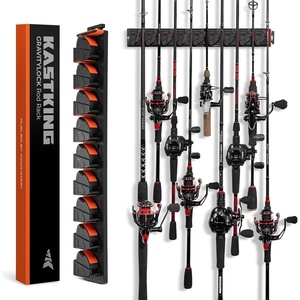 image:imageKastKing GravityLock V8 Multifunction Fishing Rod Holder Wall Mounted Fishing Rod Rack Holds 8 Fishing Rods or Combos One Adjustable Clip Patented Builtin Line Spooler amp Cutter HeavyDuty GripBV9 Store 9 Combos  1 Pack