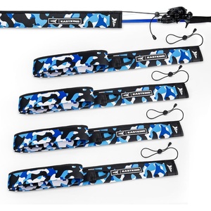 image:imageKastKing MeshGuard Camo Fishing Rod Sleeves Fits Casting Spinning Rods  Floating Design Thick Neoprene Protection Hookresistant amp UV Defense Adjustable Lanyard amp Builtin Hanging LoopBlue Camo 4 Pcs