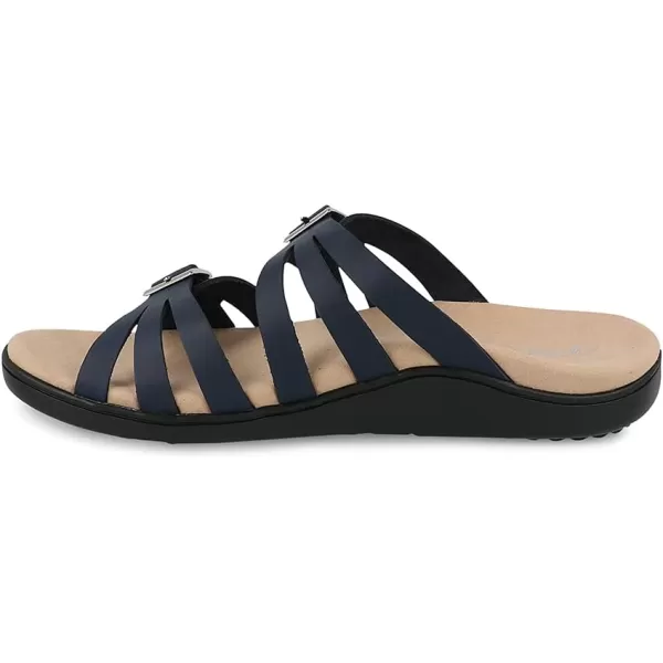 Gravity Defyer Womens GDEFY Ortal Leather Strappy Fashion Sandal  VersoShock Proven Performance Orthotic SlidesDark Gray Blue