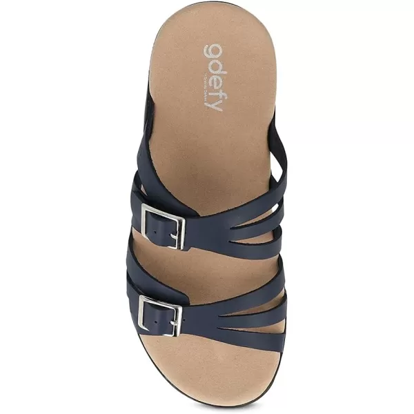 Gravity Defyer Womens GDEFY Ortal Leather Strappy Fashion Sandal  VersoShock Proven Performance Orthotic SlidesDark Gray Blue
