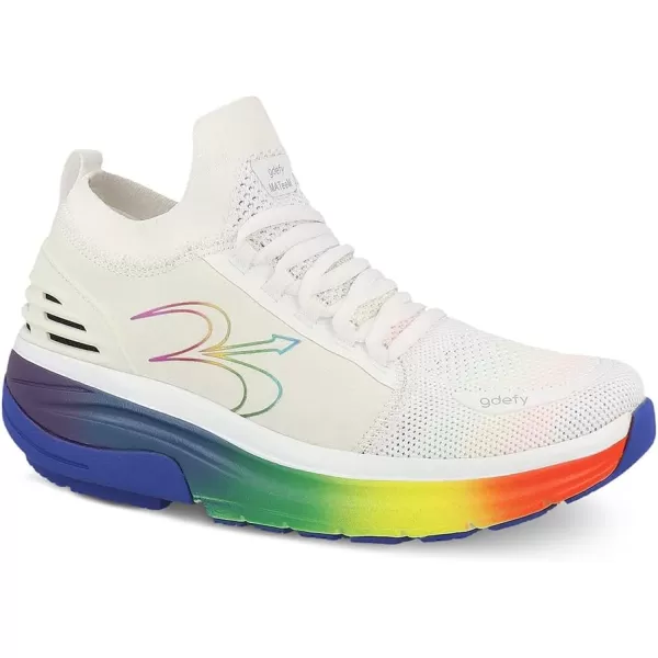 GDEFY Womens MATeeM CrossTrainer  Hybrid VersoShock Performance Proven Pain Relief Shoes with SupportWhiterainbow