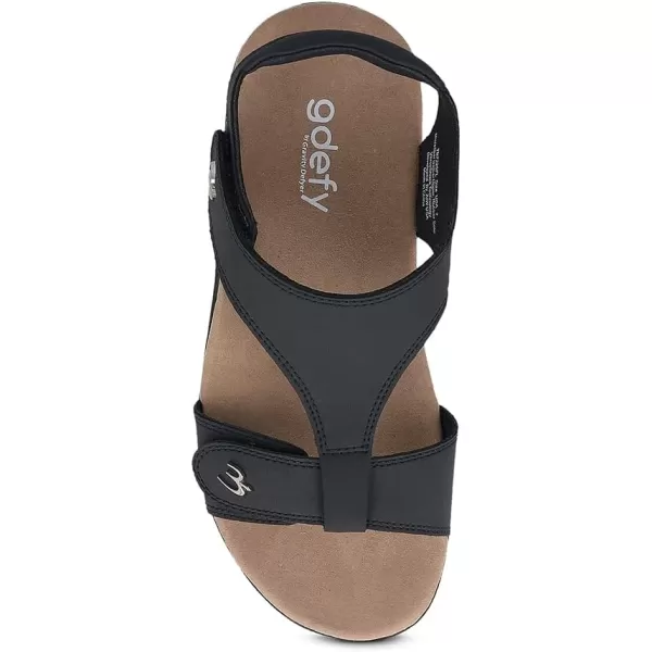 Gravity Defyer Womens GDEFY Dyvor Leather Fashion Slides  VersoShock Orthotic Recovery Outdoor SandalsBlack