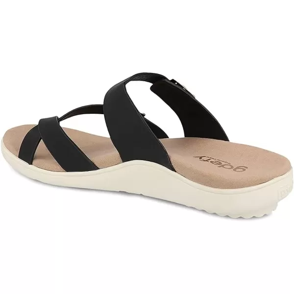 Gravity Defyer Womens GDEFY Yontal Leather Fashion Sandal  VersoShock Proven Performance Orthotic SlidesBlack