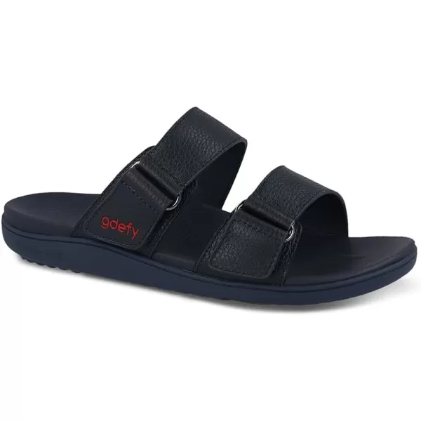 Gravity Defyer Mens GDEFY BALI Leather Sandal  Pain Relief  Comfort Footwear  Versoshock Proven Performance Orthotic SlidesNavy