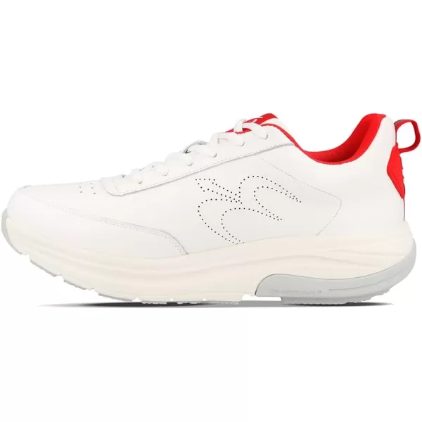 Gravity Defyer Mens GDefy Yulaxon Leather Athletic Shoes  Hybrid VersoShock Pain Relief Walking ShoesWhite Red