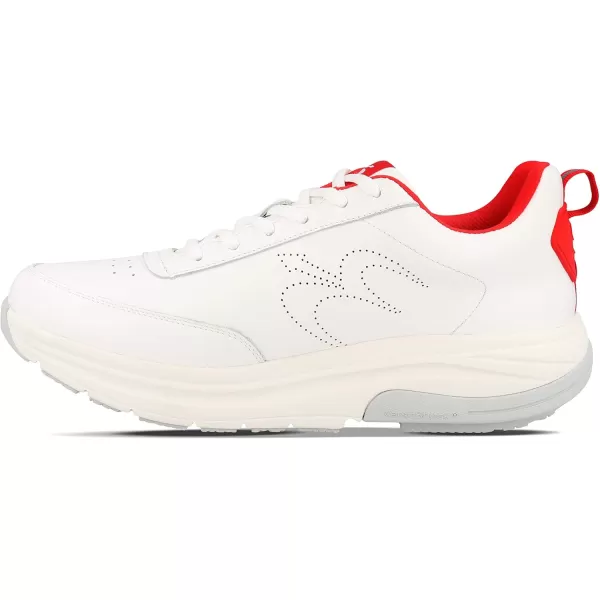 Gravity Defyer Mens GDefy Yulaxon Leather Athletic Shoes  Hybrid VersoShock Pain Relief Walking ShoesWhite  Red