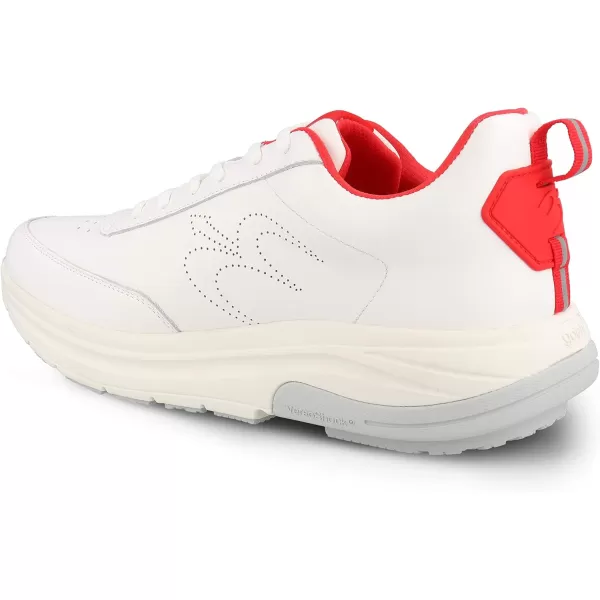 Gravity Defyer Mens GDefy Yulaxon Leather Athletic Shoes  Hybrid VersoShock Pain Relief Walking ShoesWhite  Red