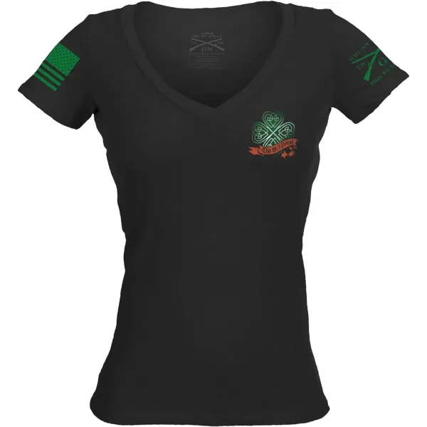 Grunt Style This Well Defend Irish Colors Womens VNeck TShirtBlack