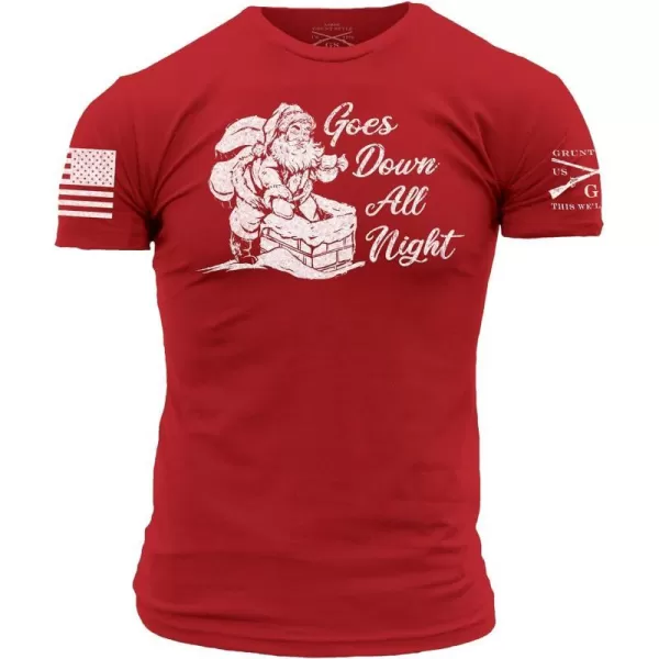 Grunt Style Goes Down All Night Mens TShirtRed