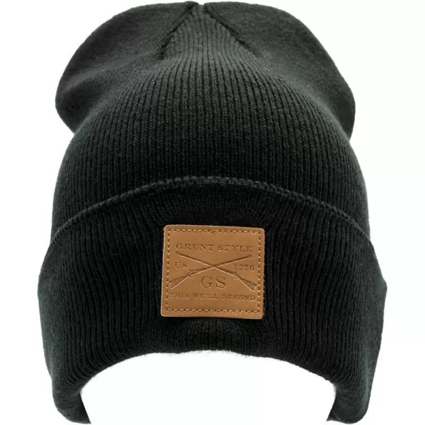 Grunt Style Leather Patch Cuffed Beanie Black One SizeGrunt Style Leather Patch Cuffed Beanie Black One Size