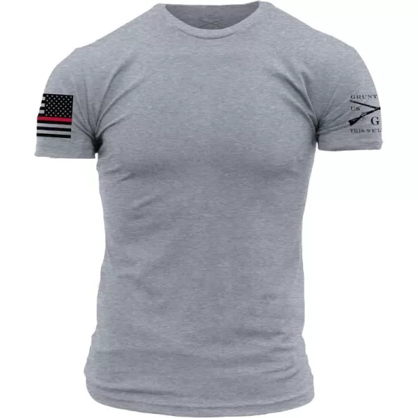 Grunt Style Red Line Flag Mens TShirtDark Heather Grey