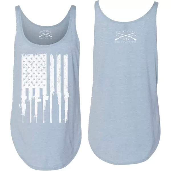 Grunt Style Rifle Flag Womens Flowy Tank TopStonewash Denim