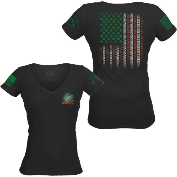 Grunt Style This Well Defend Irish Colors Womens VNeck TShirtBlack